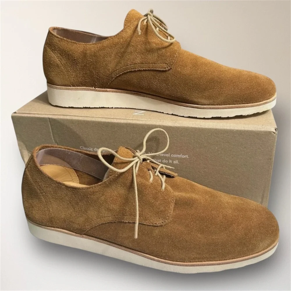 Nisolo Mens 8 Tan Suede Lightweight Derby Oxford Leather Travel Shoes New in Box